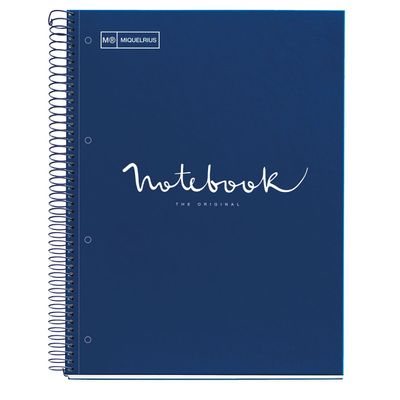 Notebook Emotions, couverture rigide, A4, lignes horizontales 7 mm, 80 feuilles de 1 couleur, Miquelrius, Marine.