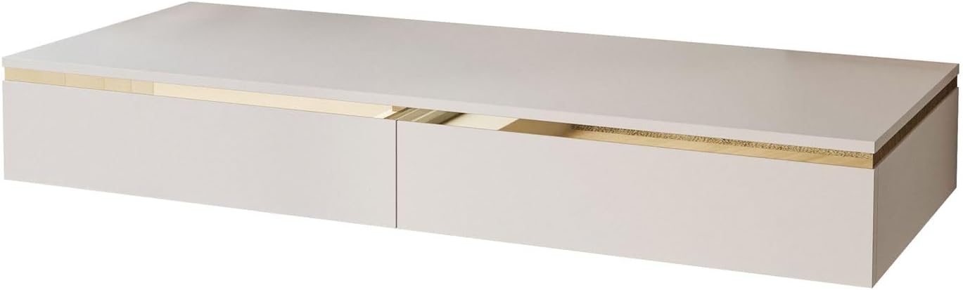 Lookway Hängender Schminktisch Aurora Kaschmir Matt mit Goldener Dekorleiste – optional mit LED-Spiegel, eleganter Wandtisch für Schlafzimmer & Wohnzimmer (ohne Spiegel)
