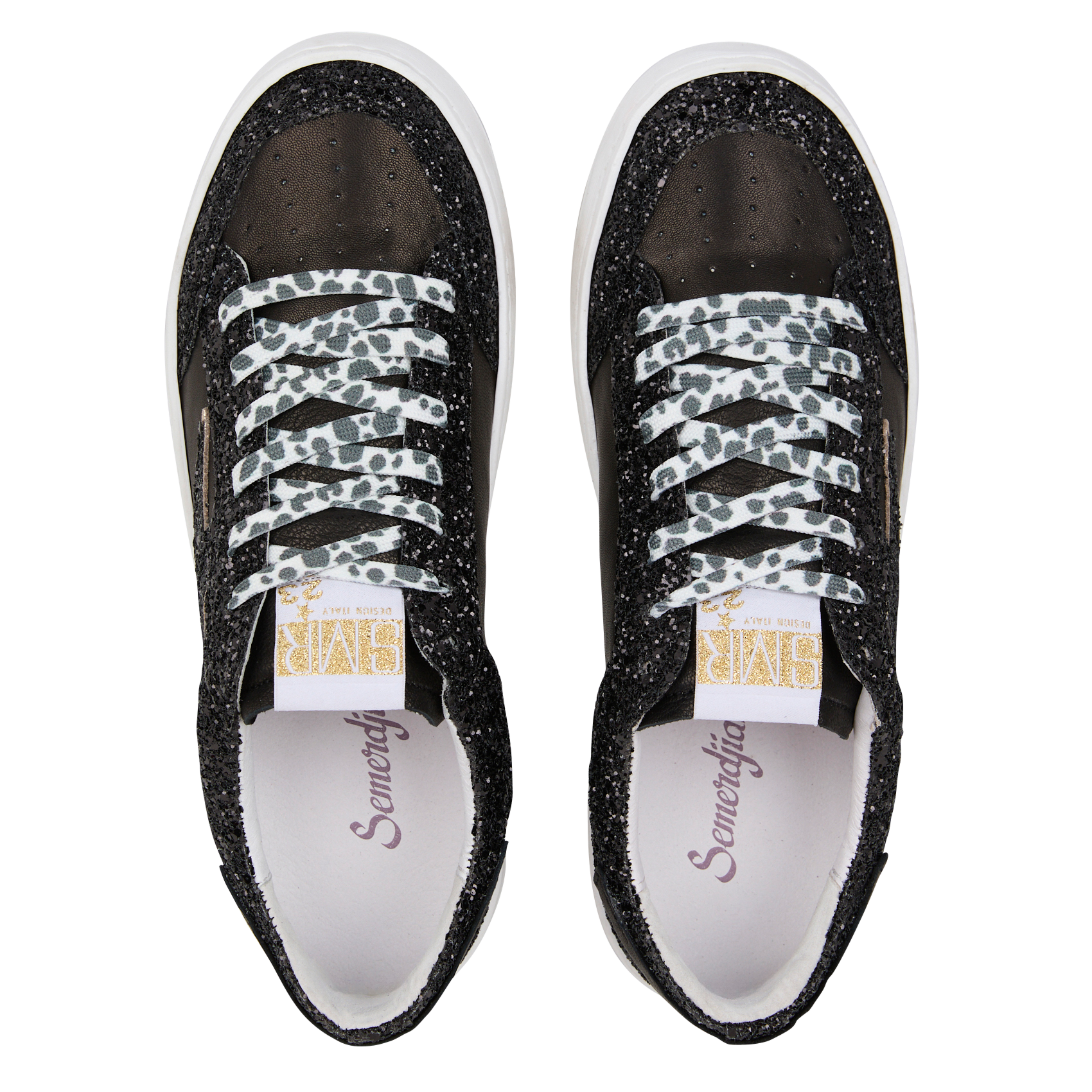 NOUBAR - Baskets basses en cuir à paillettes | Noir