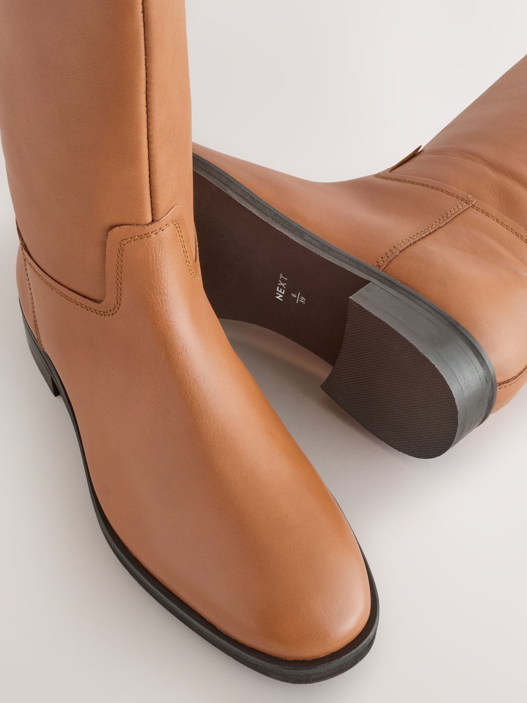 Lichtbruin leer - Forever Comfort® platte rijlaarzen