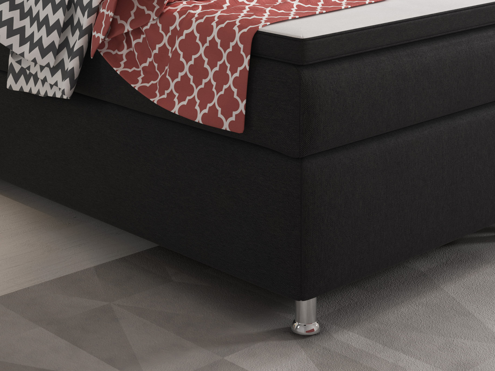 Boxspringbett - schwarz - mit Topper - H3 - 180x200 cm