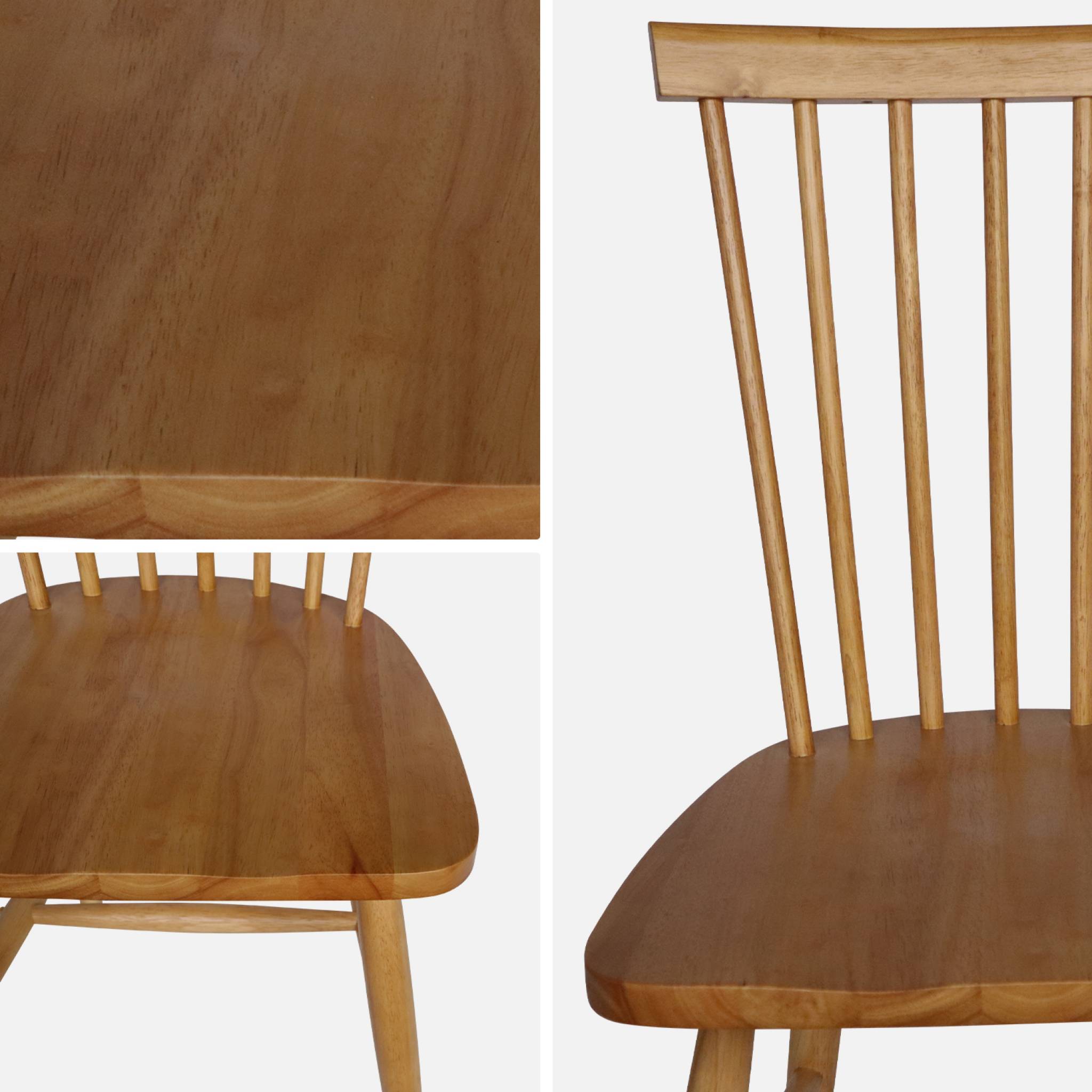 Lot de 2 chaises naturelles à barreaux en bois d'hévéa. Romie. L 50.8 x p 44.2 x h 90cm