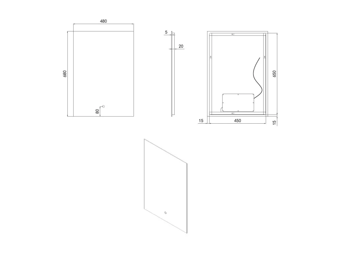 Miroir Salle de Bain avec Éclairage LED Small Mason 68x48cm 6000K Blanc froid
