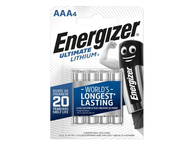 Energizer Batterie Ultimate Lithium AAA , 4 Stück Typ LR03 / AAA / Micro, 4 Stück