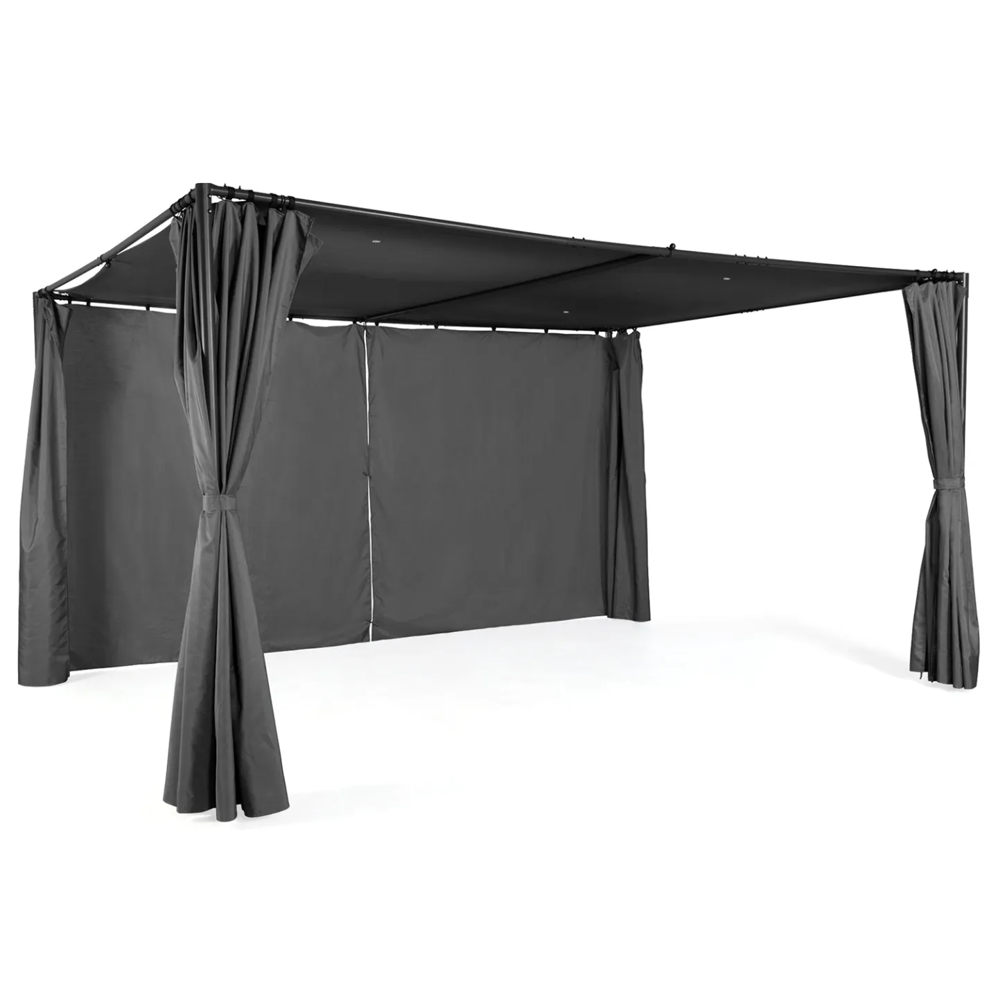 Pergola SAN JOSE 3x4 M tonnelle de jardin avec rideaux toile grise tente de réception