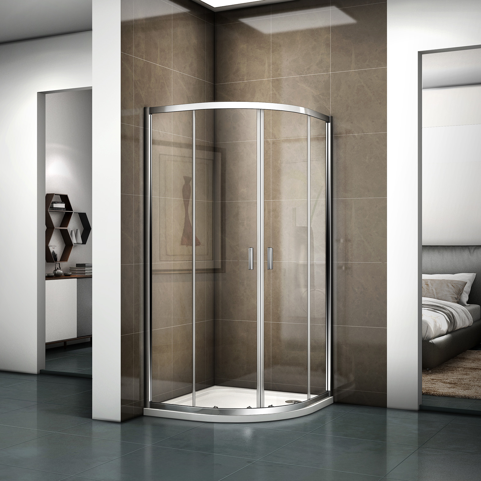 Riho Hamar R309 kwartronde douchecabine 80x80cm chroom