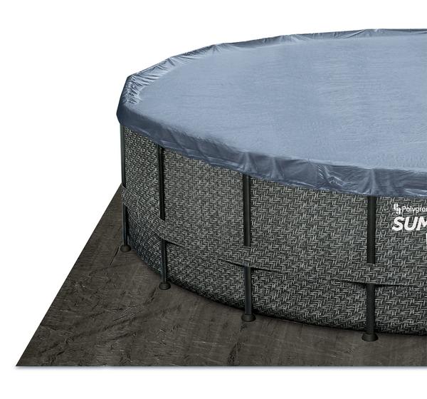 Summer Waves Frame Pool Rattan, grau