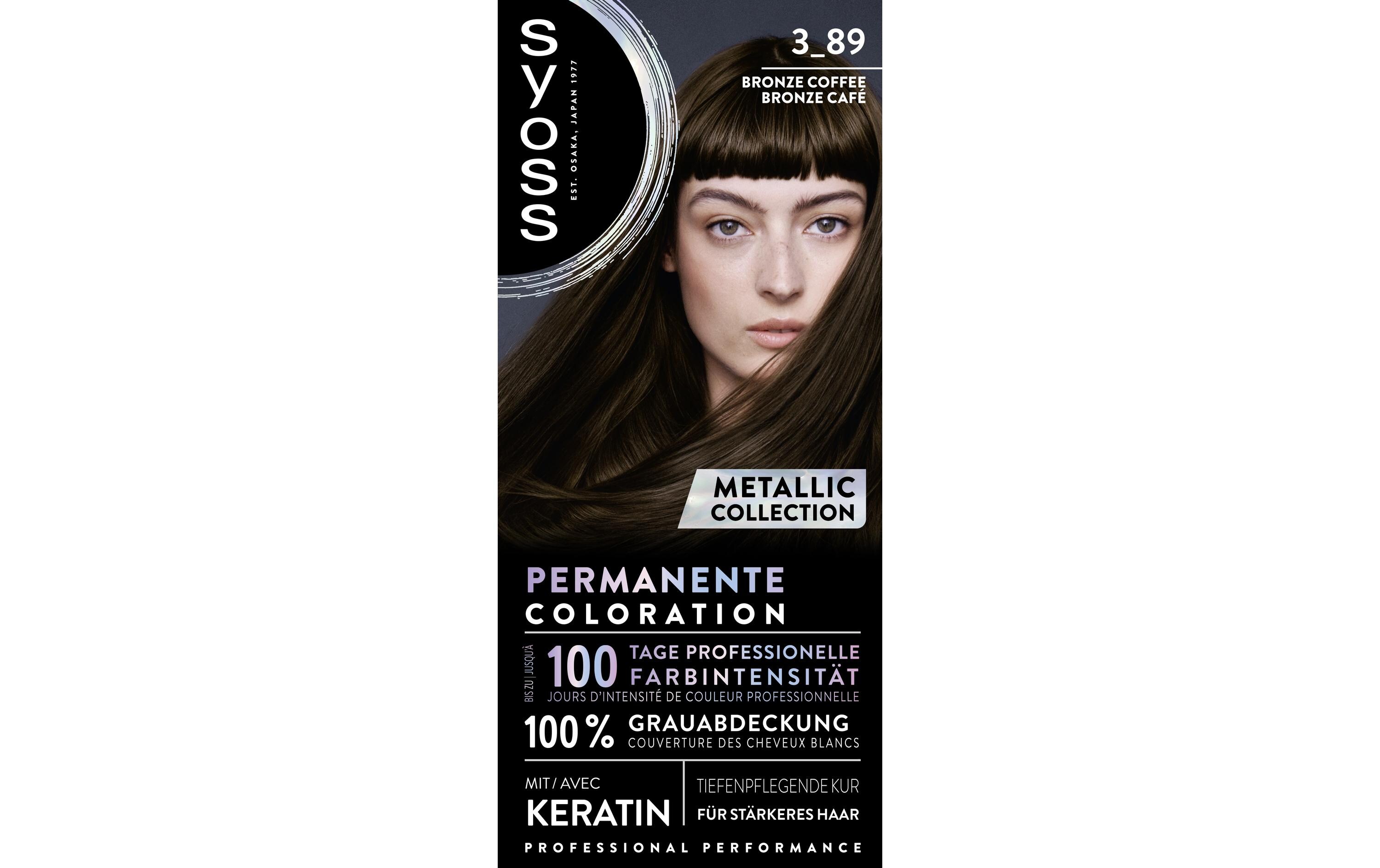 Haarcoloration 3-89 Bronze CoffeePermanente Coloration mit Keratin für leuchtende Metallic-Reflexe