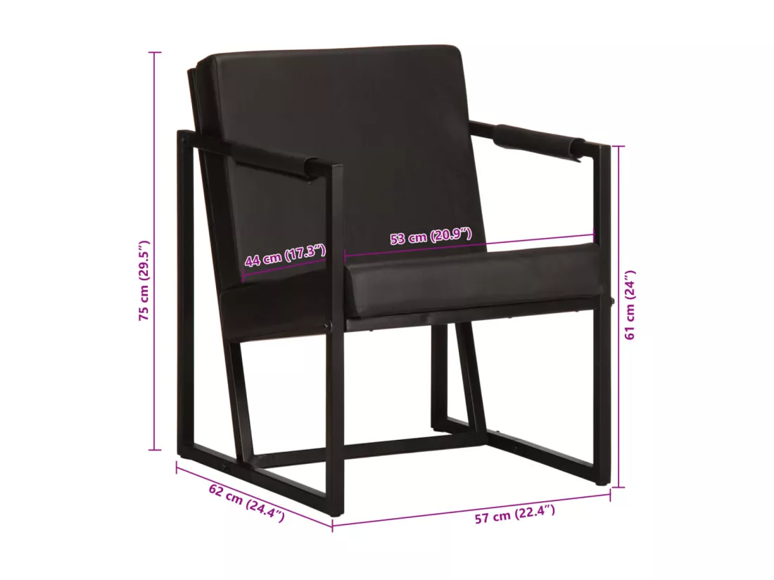 Fauteuil noir cuir véritable