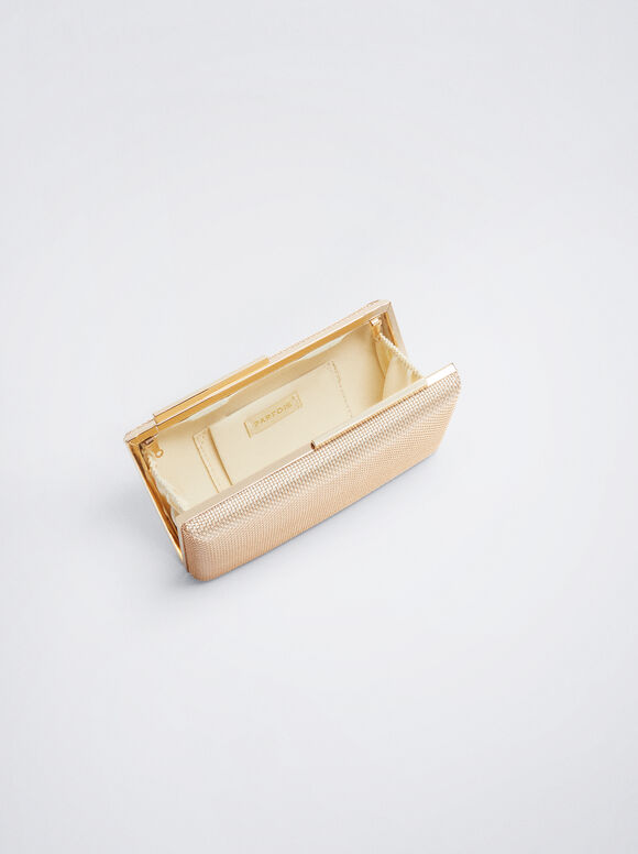Clutch de festa com alça de corrente - Dourada