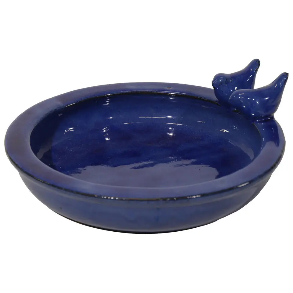 Mega Collections vogelbad/voederschaal - blauw - D30 x H11cm