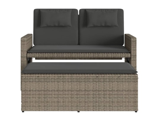 VIDAXL - Banc de jardin Banc inclinable de jardin avec coussins gris résine tressée