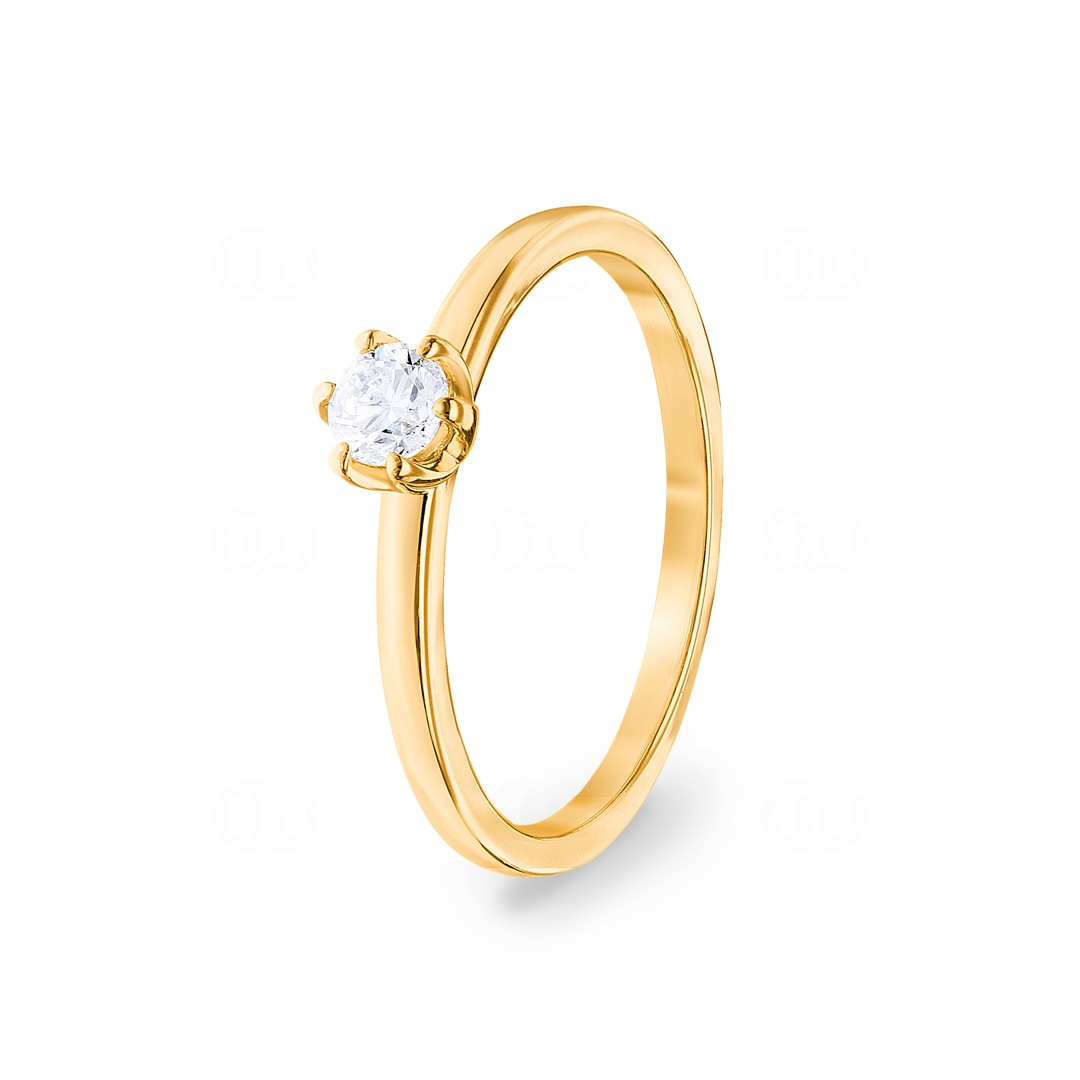 0.25 Karat Diamant Verlobungsring 750/18 K Gelbgold in 6-Griff