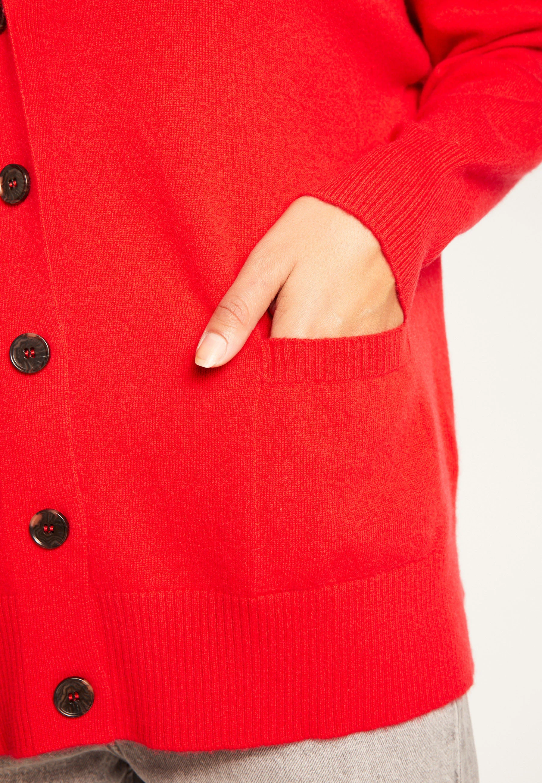 ARIEL - Gilet boutonné en cachemire | Rouge