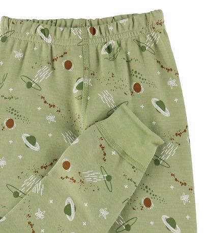 Joha Leggings - Uld/BomUld -  Grøn m. Planeter