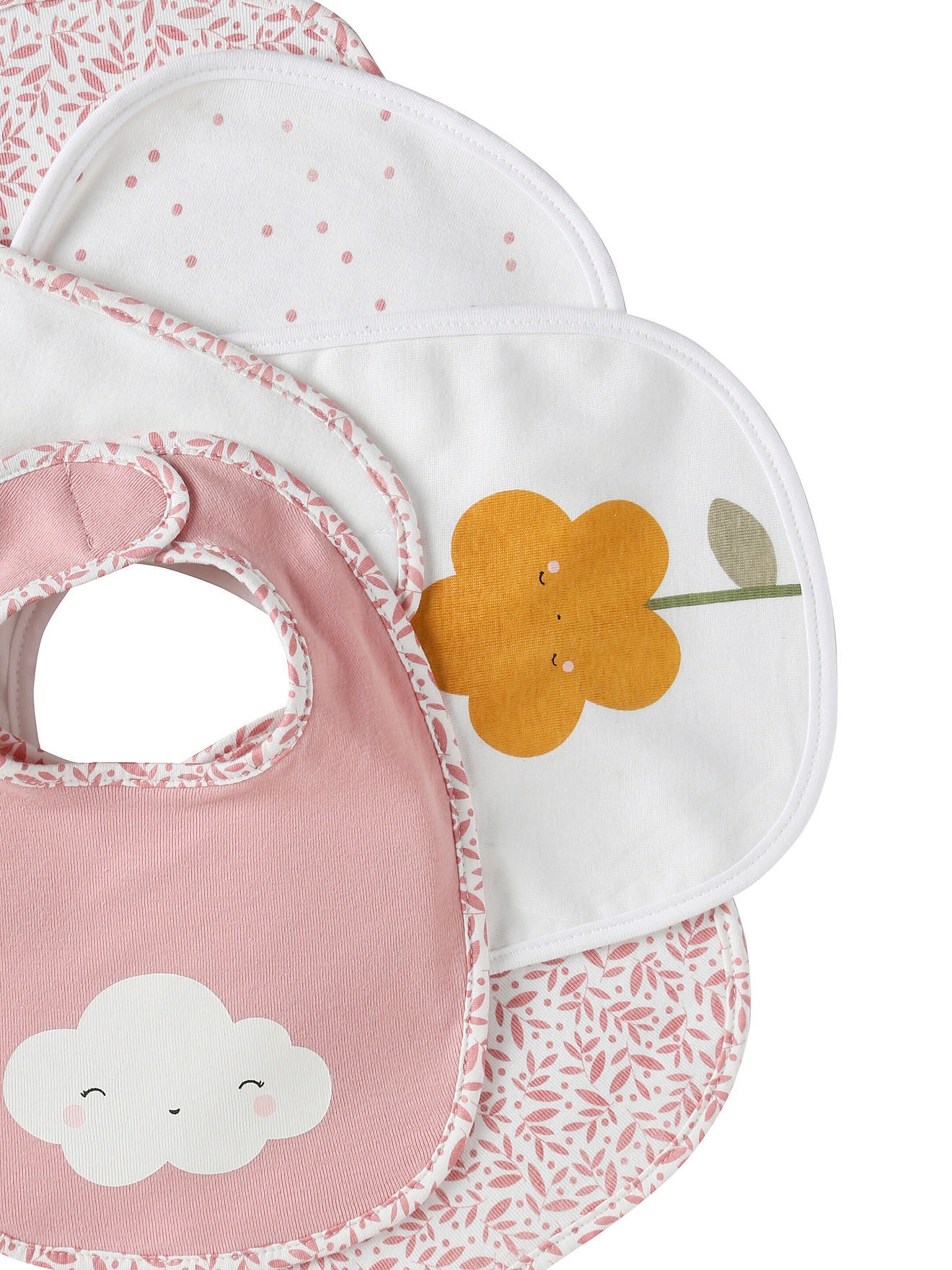 Vertbaudet Bio-Kollektion: 7er-Pack Baby-Lätzchen, Klett pack rosa welt