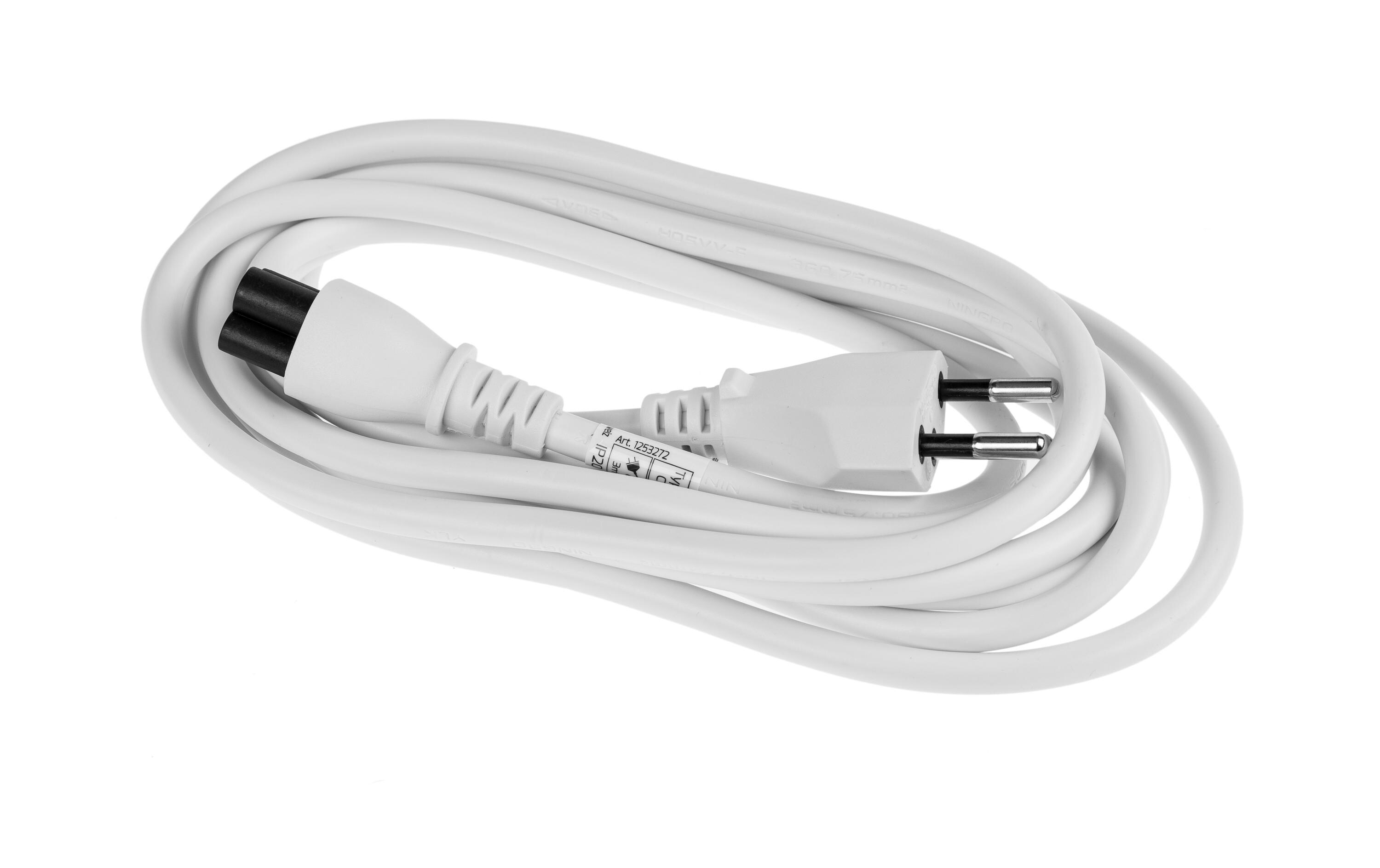 Netzkabel C5-T12 3.0 m WeissStromkabel mit Mickey-Mouse-Stecker, H05 VV-F 3G0.75