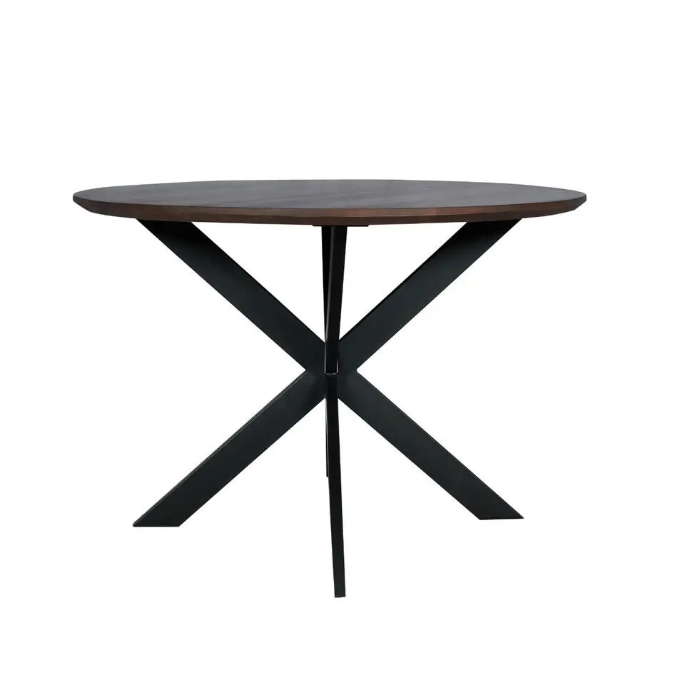 Eettafel Rond Walnoot/Zwart - 110x110x76cm - Madison