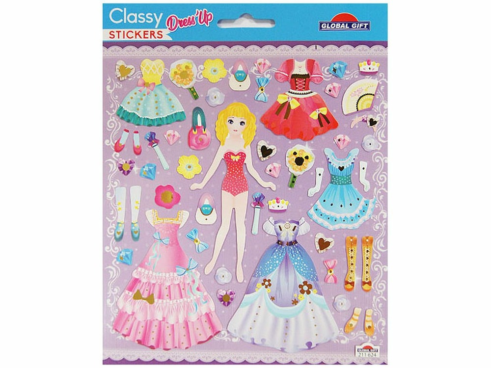 Autocollants - habille ta princesse ! - paillettes