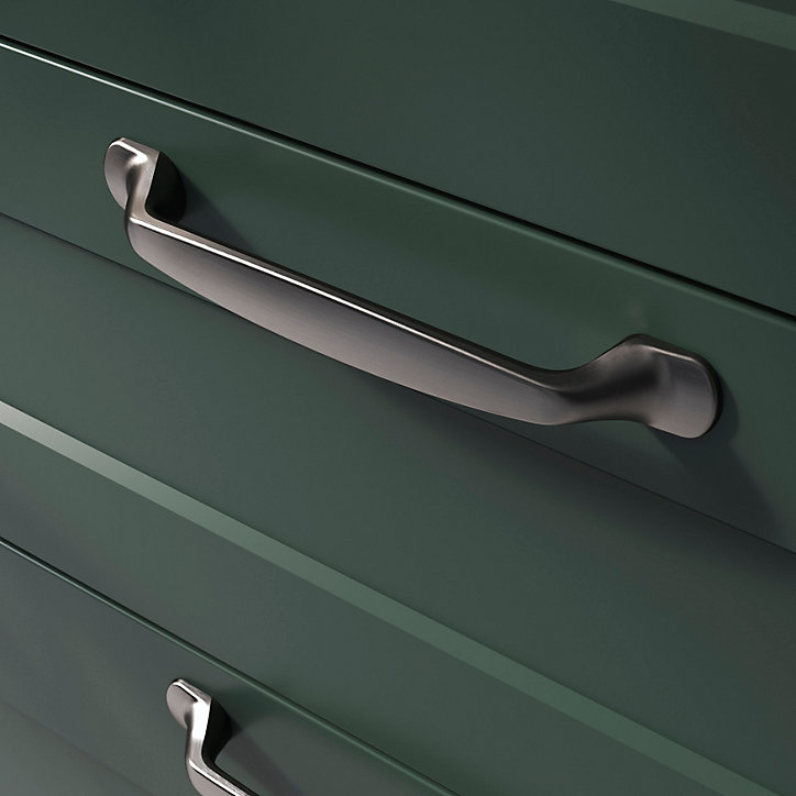 Lot 6 poignées de meuble nœud GoodHome Govlin aluminium effet nickel satin gris l.164mm x l.20mm x H. 24mm entraxe 128mm