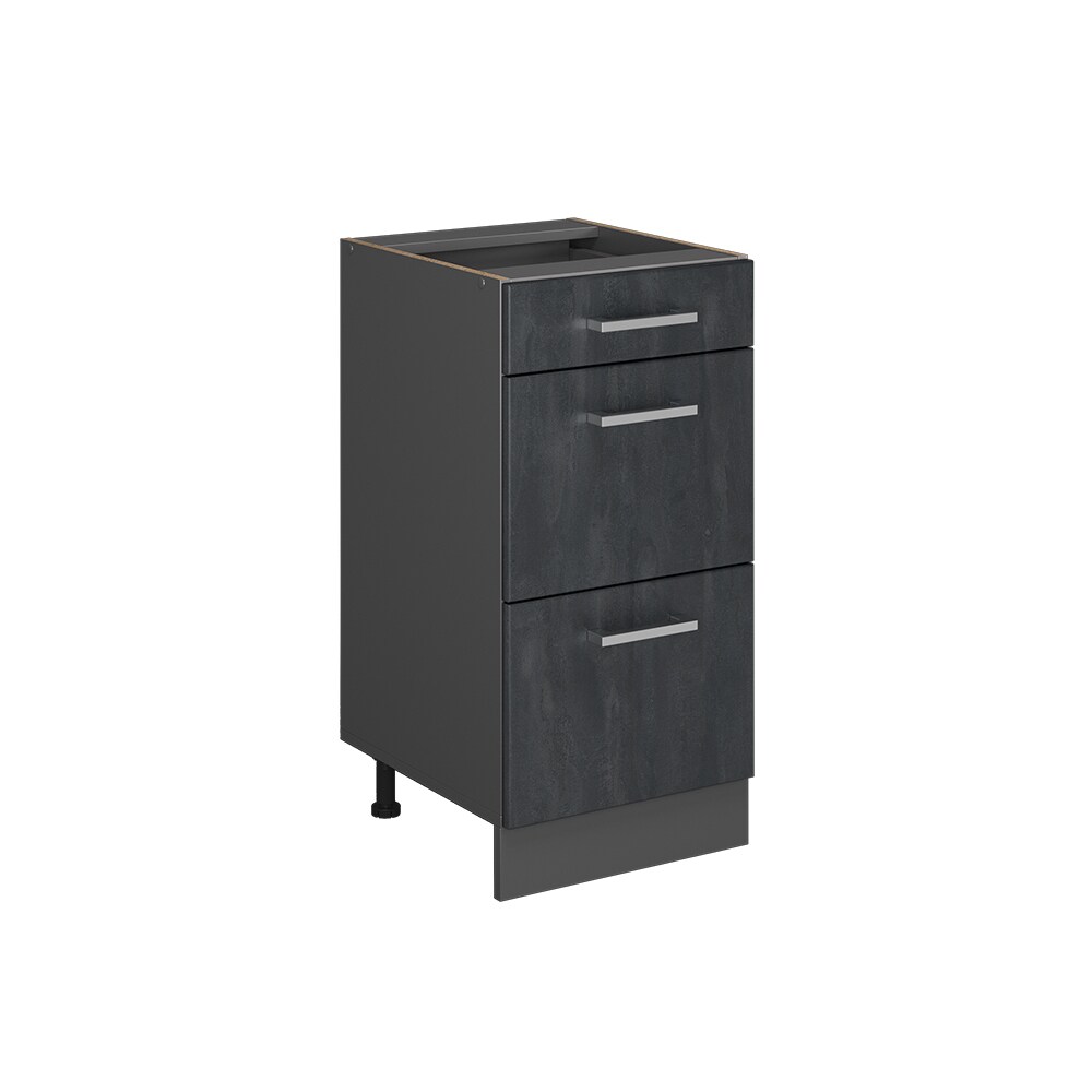 Vicco Schubladenunterschrank R-Line Schwarz Beton Anthrazit 40 cm mit Arbeitsplatte Anthrazit