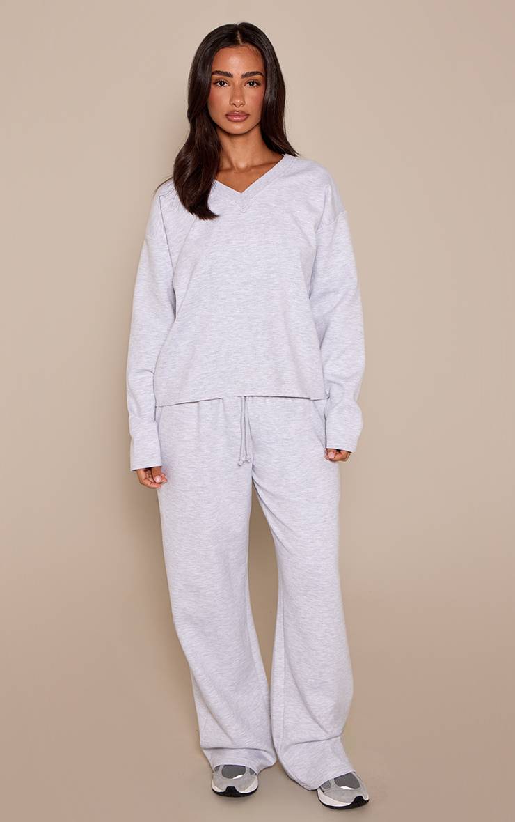 Gris Cendré Jogging Petite Taille Haute À Cordon Et Jambes Larges