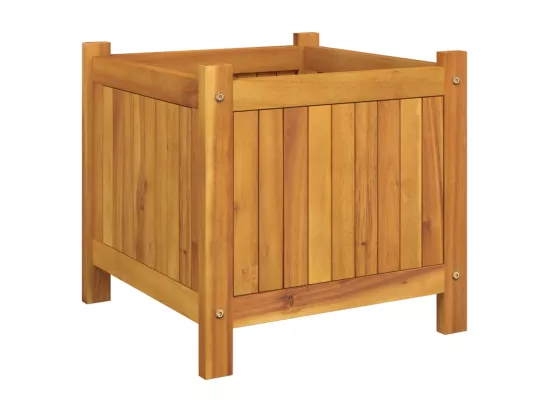Jardinière avec doublure 42x42x40 cm bois massif d'acacia