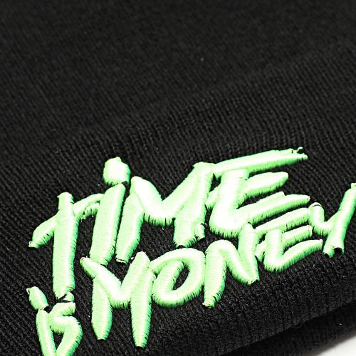 Bonnet Time Is Money Noir Vert Fluo