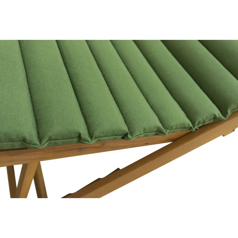 Bain de soleil mola en bois d'acacia fsc avec matelas ondulo vert