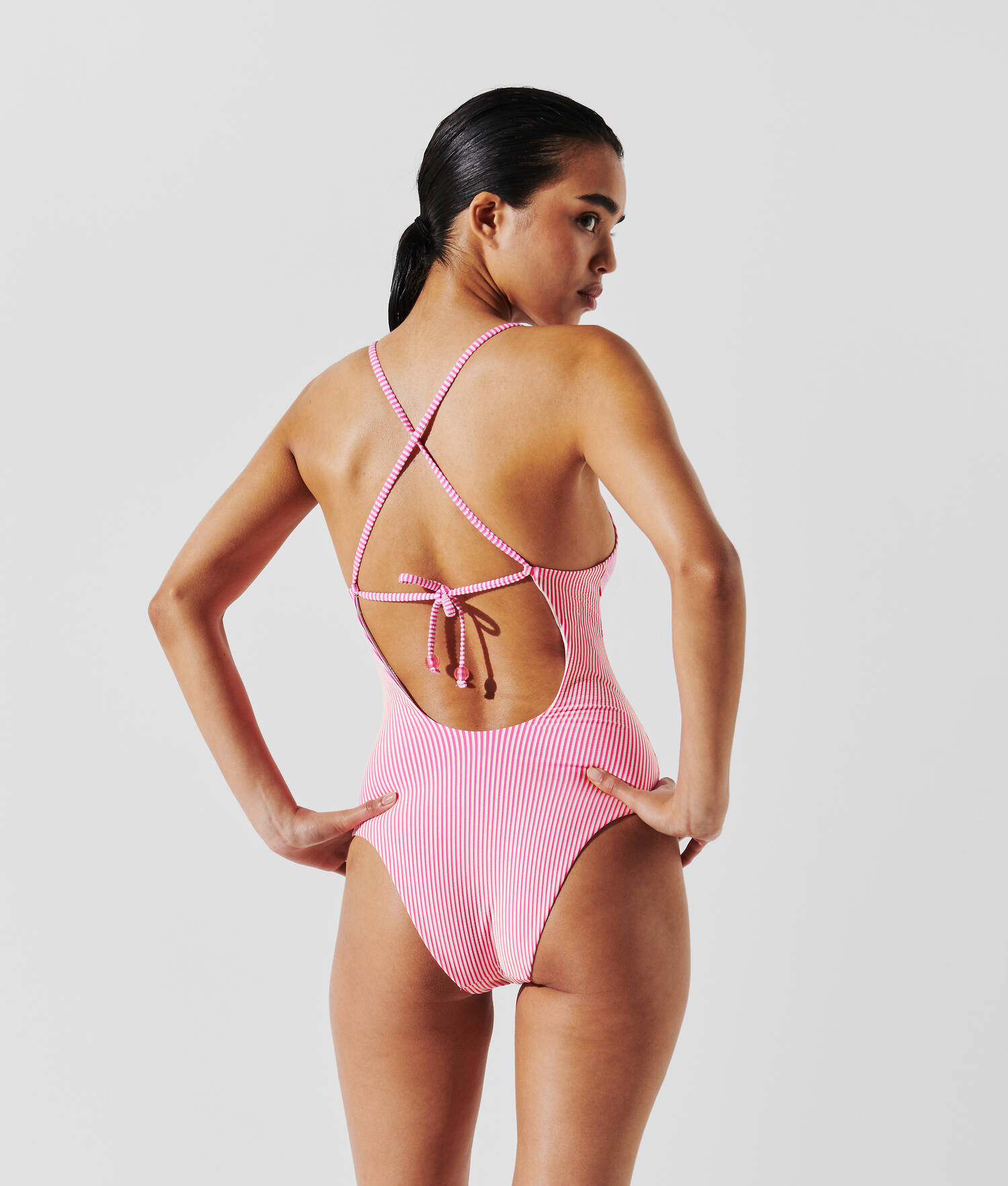 MAILLOT DE BAIN À RAYURES IKON - Rayure blanc-rose