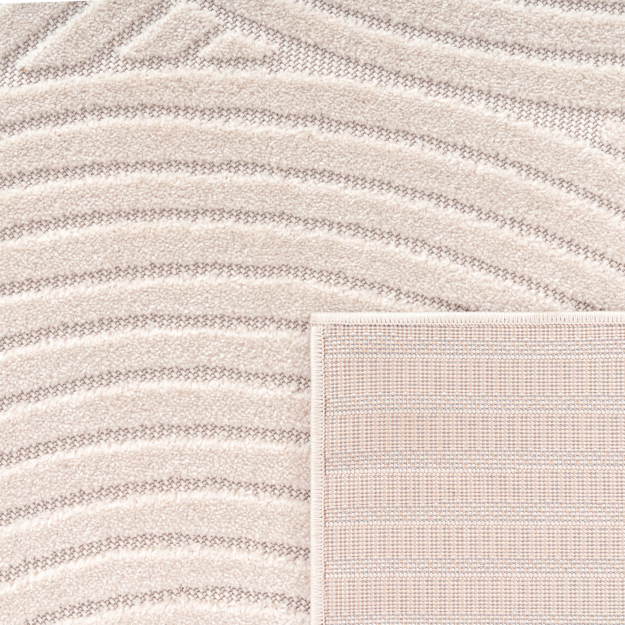 Paco Home Teppich »Cotton 233« rechteckig 10 mm Höhe Kurzflor, Uni Farben, Hoch-Tief-Effekt, Scandi-Look, Outdoor geeignet