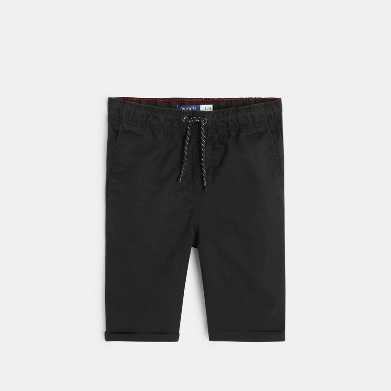 Bermuda slim en toile unie noir garçon