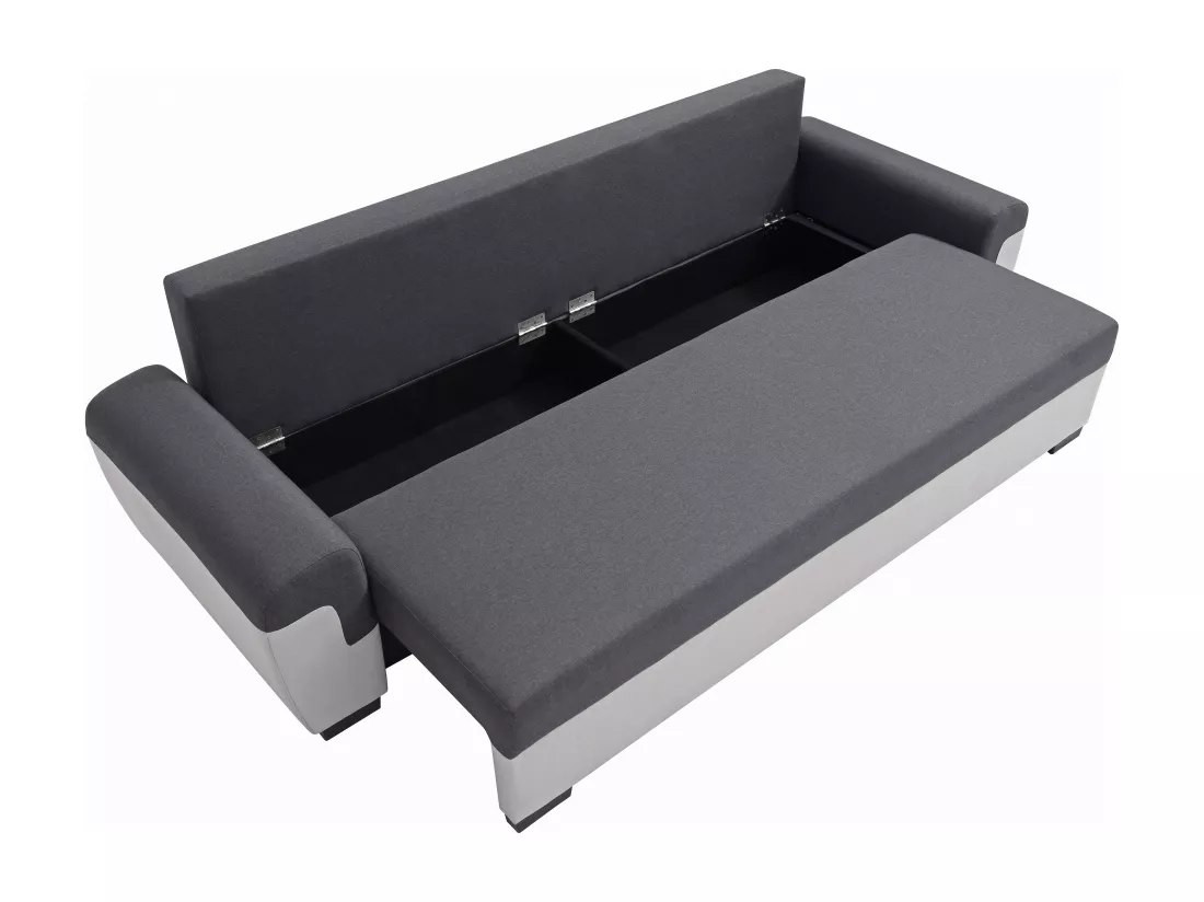 Canapé 3 places convertible en tissu anthracite et gris clair GABY II