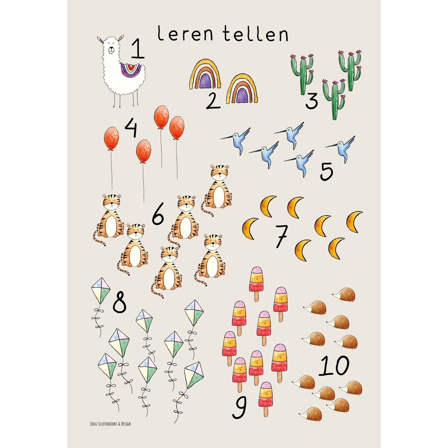 Juulz : Leren tellen poster nieuw