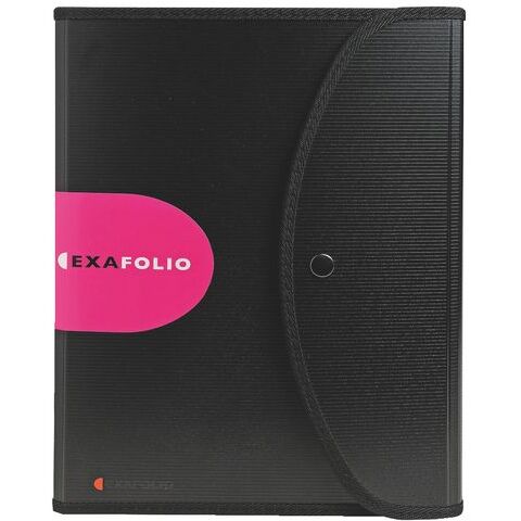 Trieur valisette plastique Exacompta Exafolio avec porte-bloc 6 onglets noir