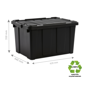 Iris Powerbox Robuust Opbergbox - 68L - 100% Recycled Kunststof - Zwart - Set van 3