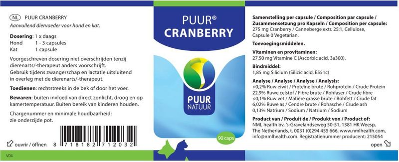 Puur Natuur Voedingssupplement Puur Cranberry Compleet - 90 caps