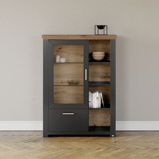 set one by Musterring Highboard YORK 13 anthrazit /Eiche Artisan