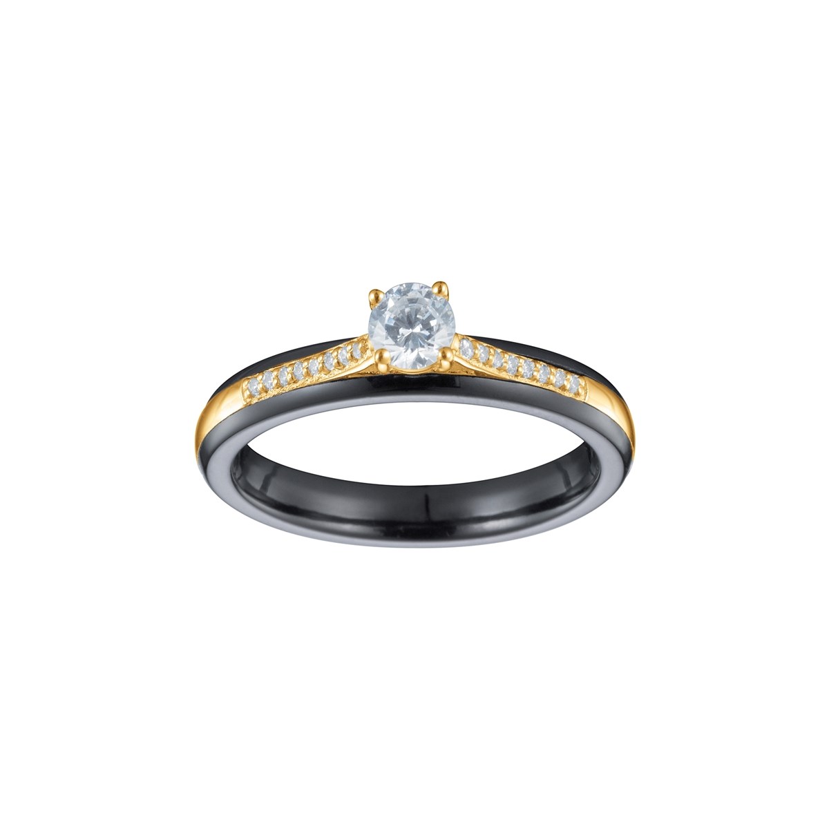 Bague en Plaqué Or avec oxyde de zirconium blanc