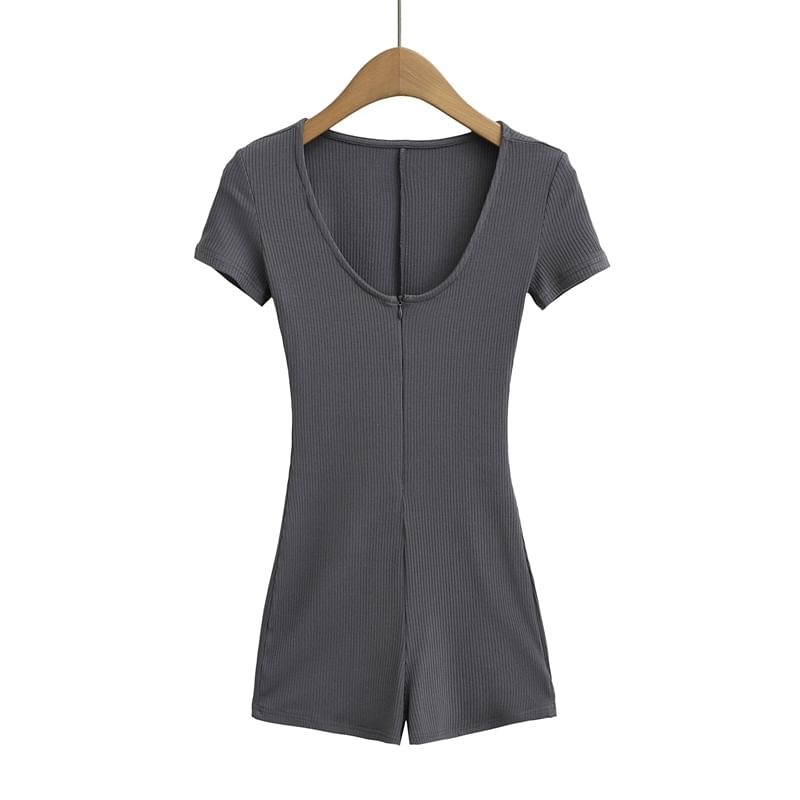 Ulark - Romper met korte mouwen, ronde hals en halve rits