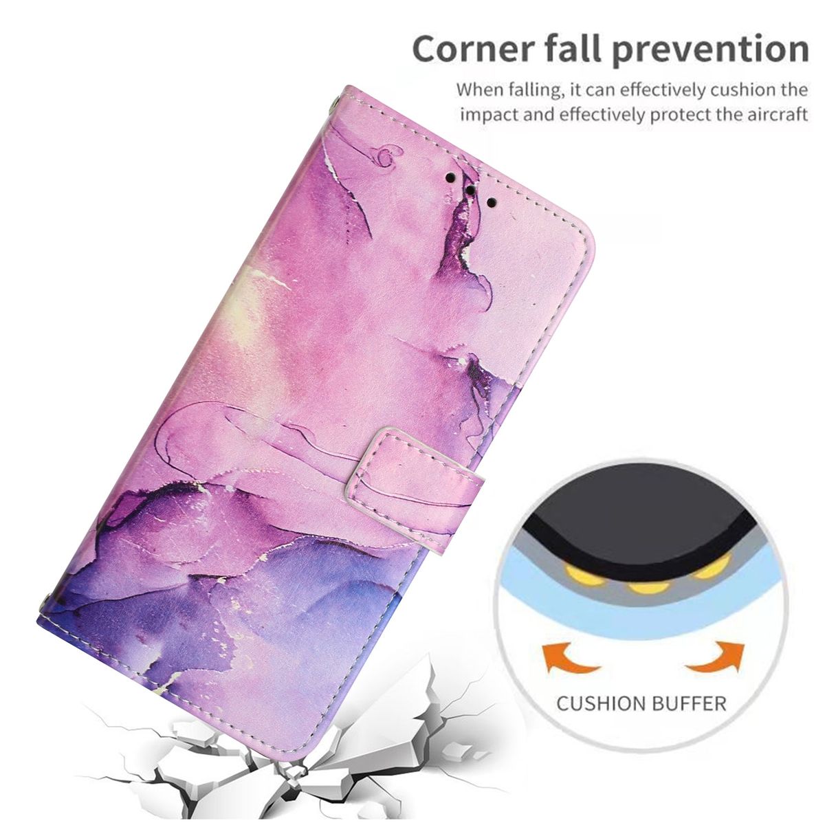 Hülle für Apple iPhone 15 Pro Max Handy Schutz Case Cover Klapp Tasche Marmor
