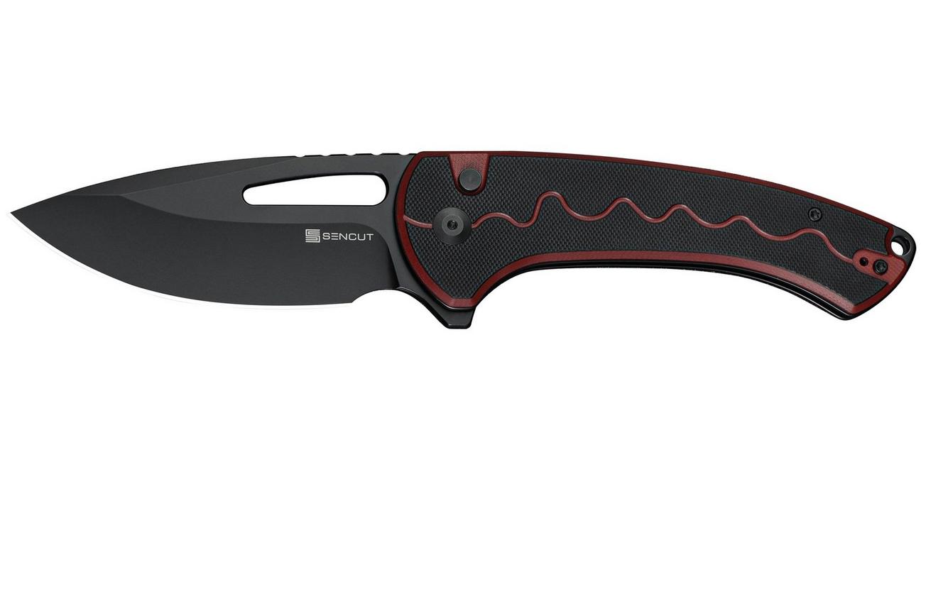 SENCUT Squiggy S24082A-3 Black Coating, Black/Burgundy G10, zakmes