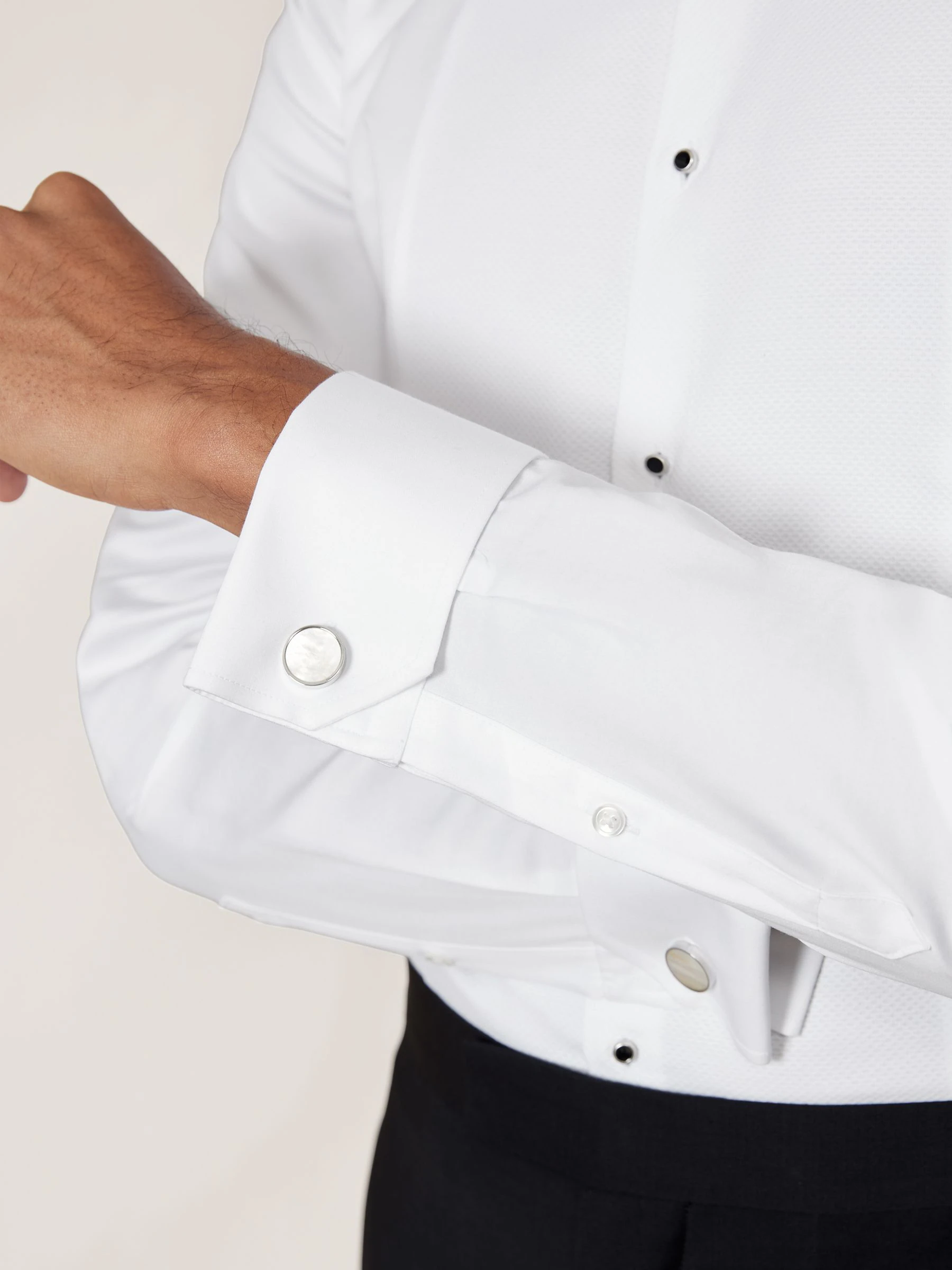 Wit - Slim Fit - Reiss Marcel Cotton Double-Cuff Dinner Shirt