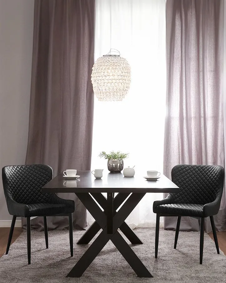Set van 2 eetkamerstoelen SOLANO Kunstleer Zwart