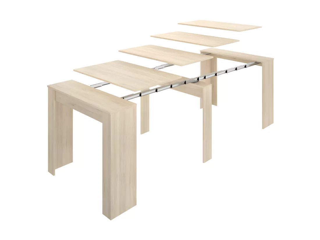 Console table extensible 10 couverts - 4 rallonges - Naturel clair - ONEGA