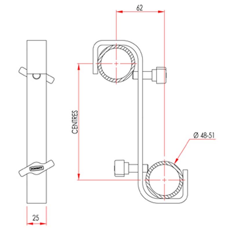 Doughty T19700 Dubbele haakklem 180 graden gedraaid