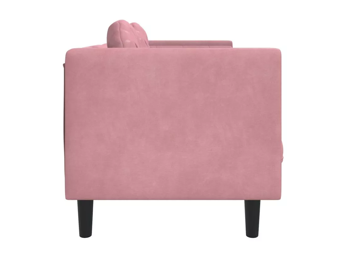 Canapé avec coussins 3 places rose velours