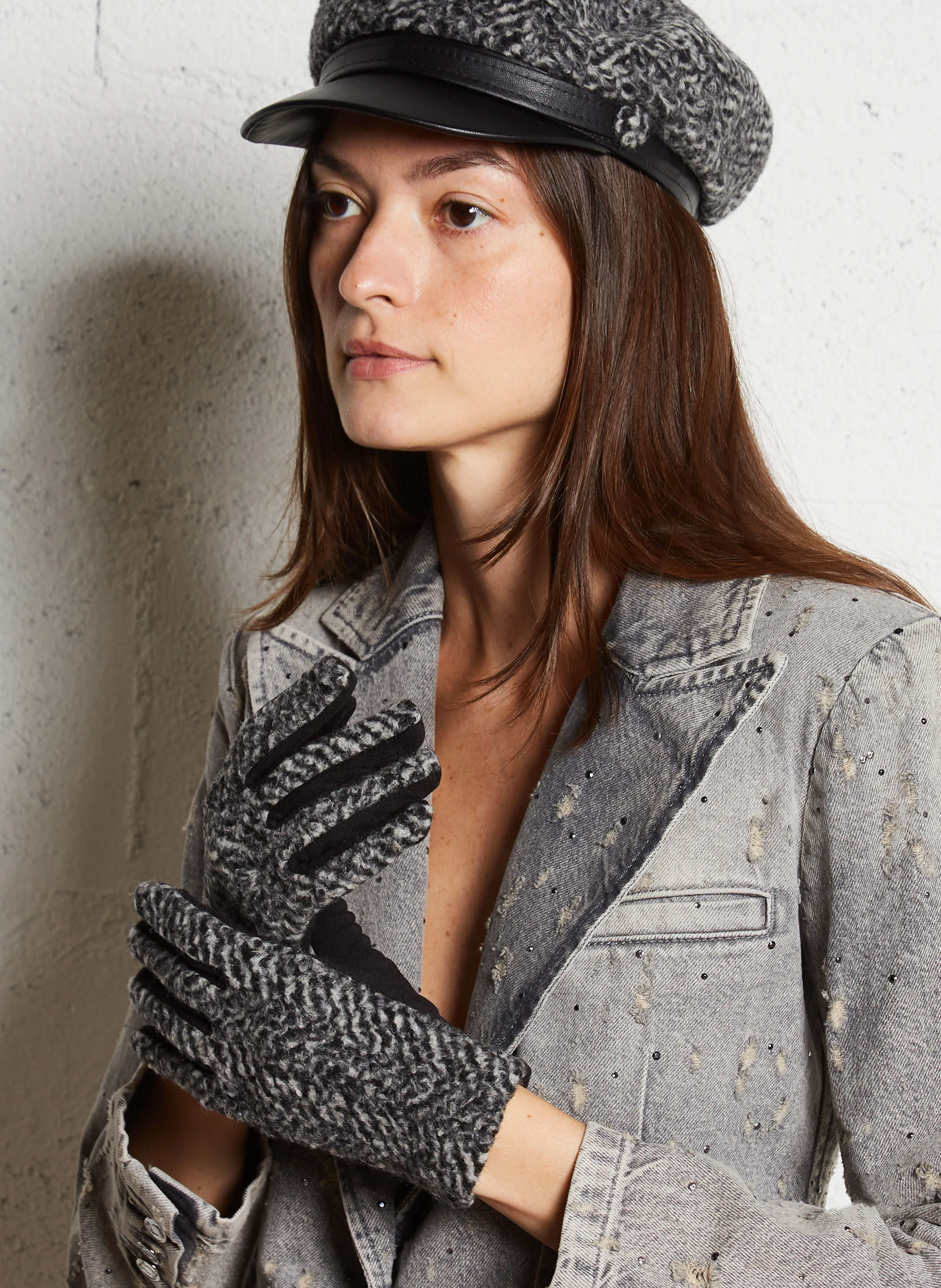 Gants avec broche | Blanc