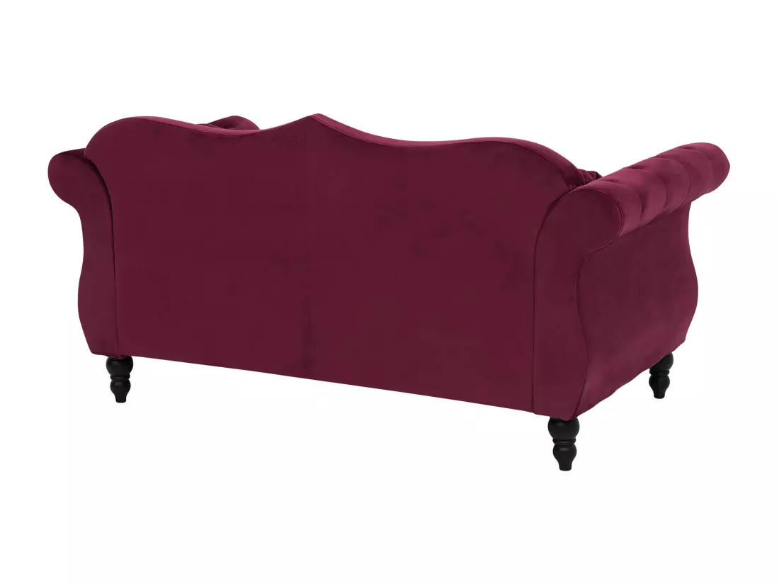 Canapé Chesterfield 2 places en velours rouge SKIEN