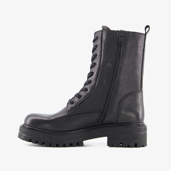 Harper leren dames veterboots zwart